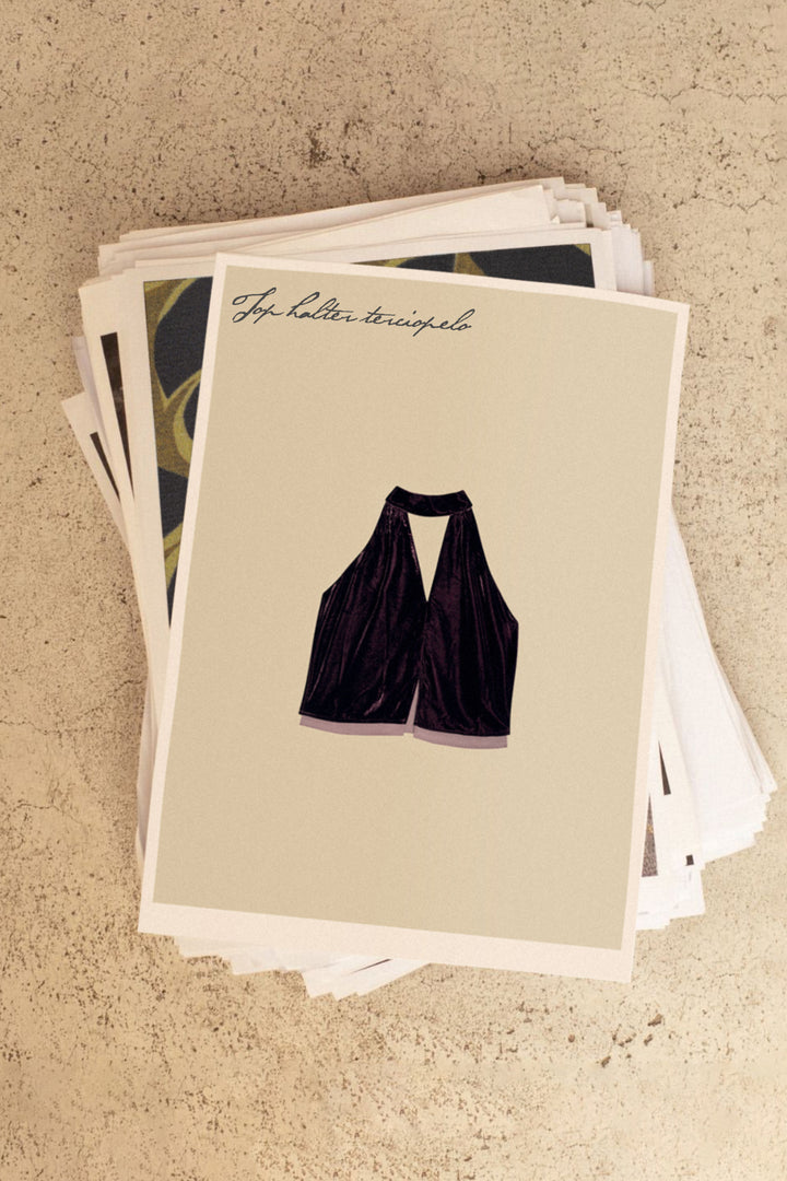 Contrast Velvet Halter Top