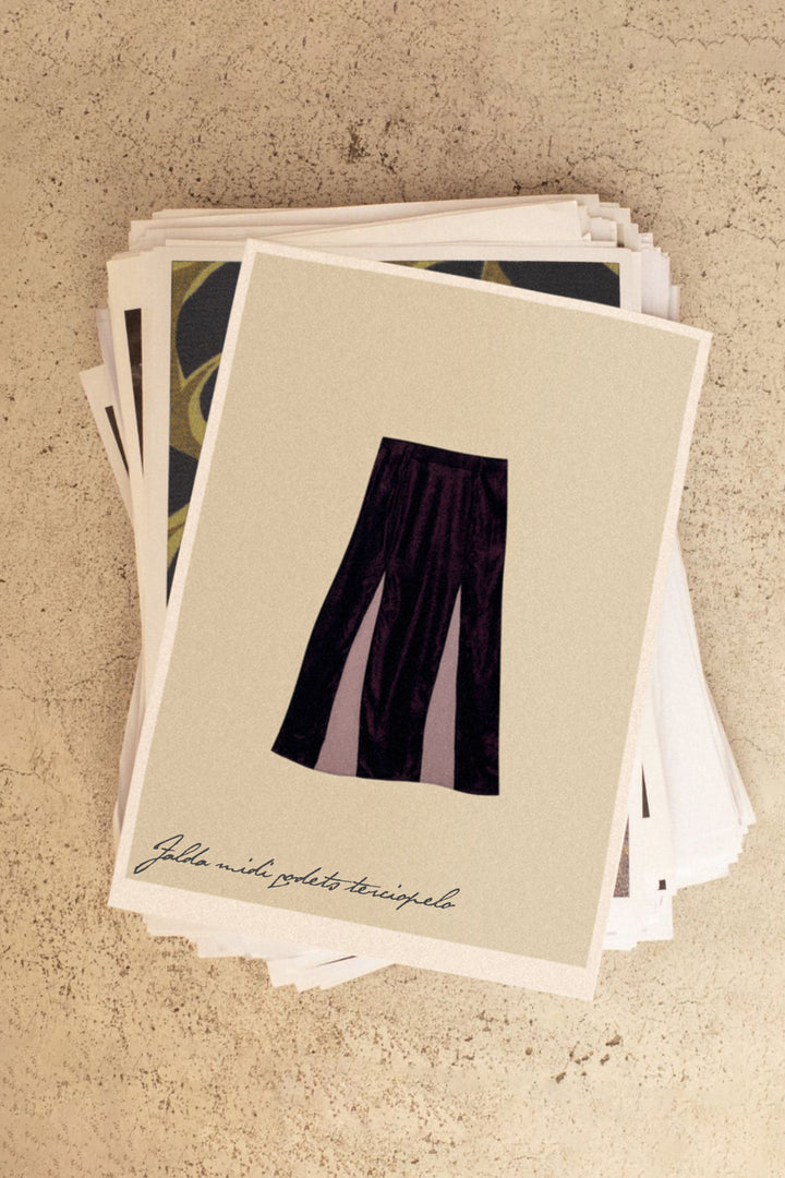 GODETS CONTRAST VELVET MIDI SKIRT