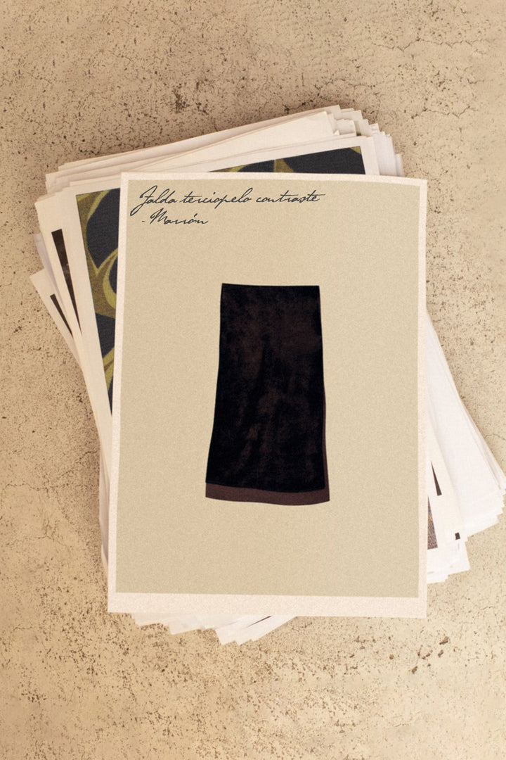 Contrast Velvet MIDI Skirt