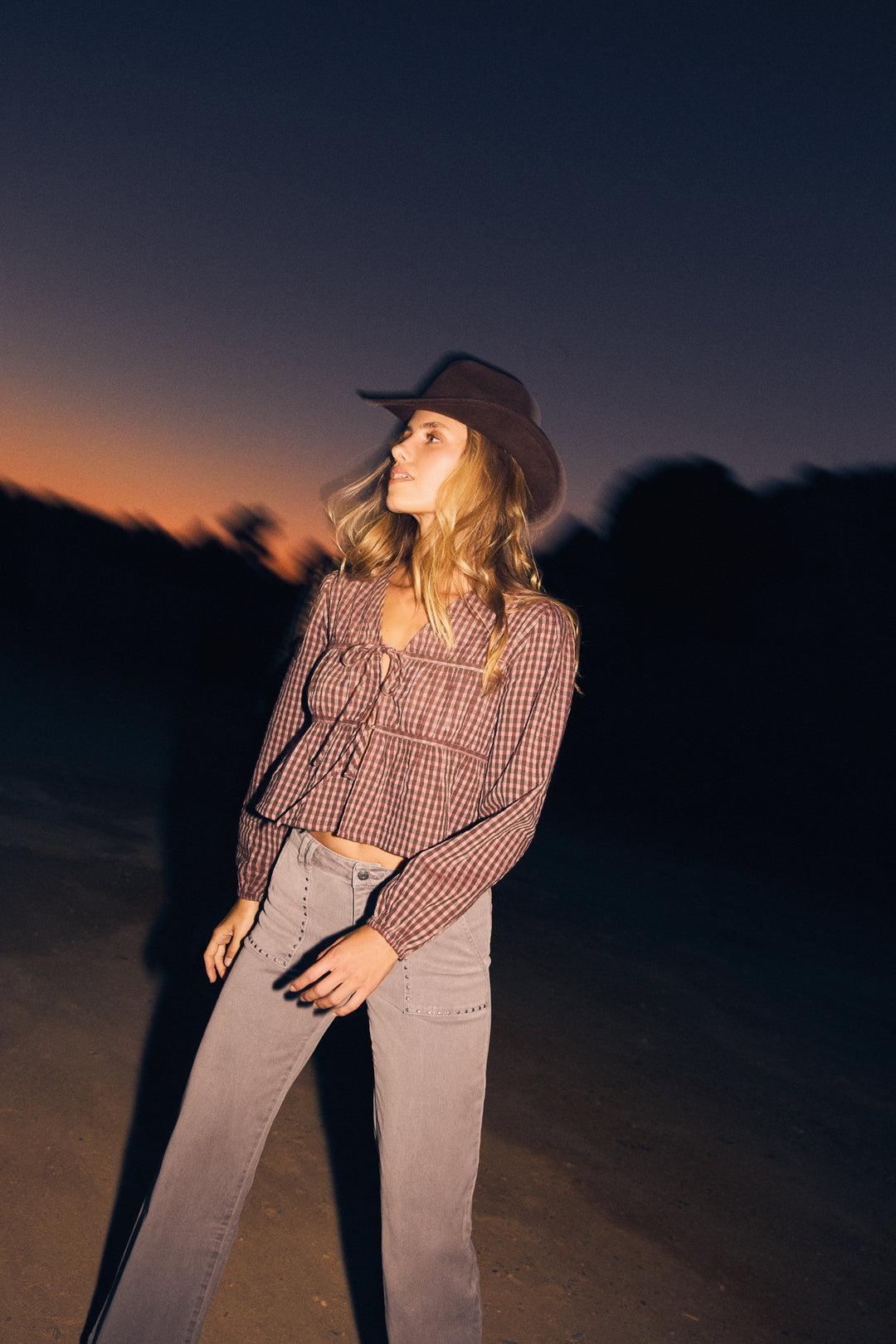 Gathered blouse with bows