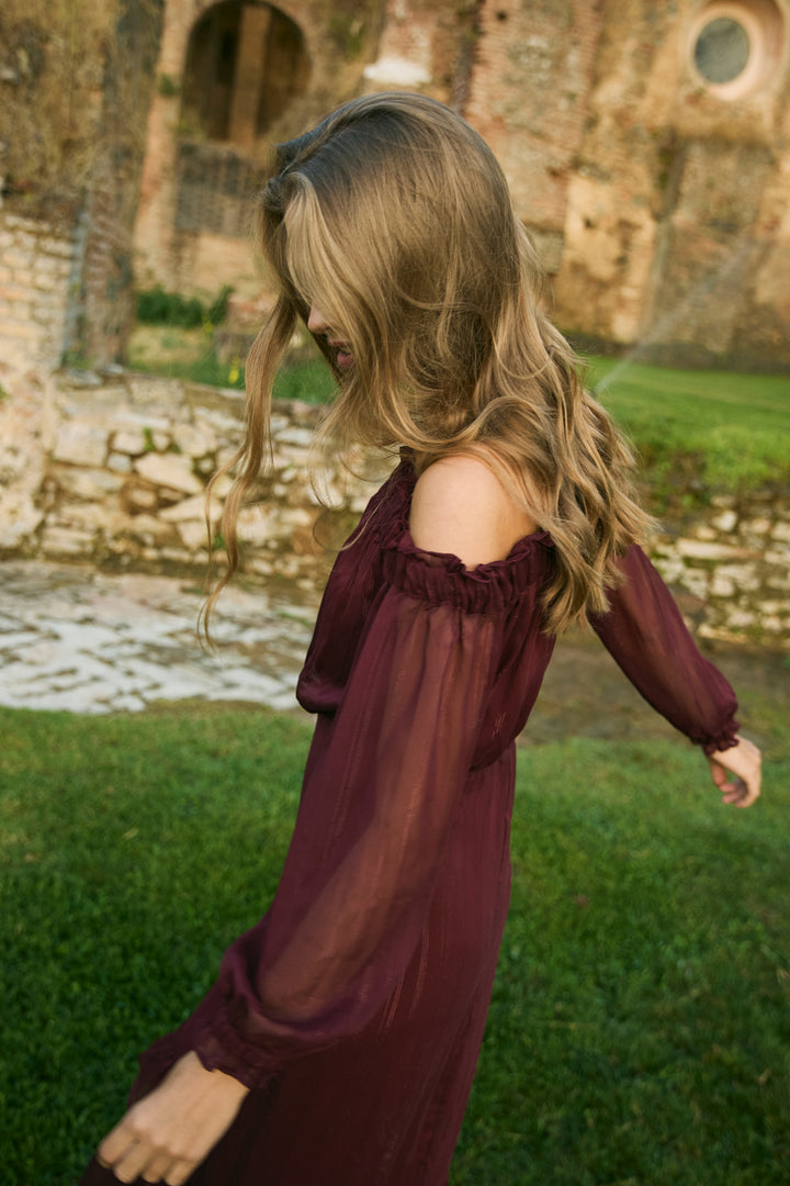 ALESSANDRA RUFFLED MIDI DRESS