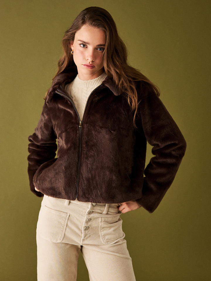 FUR JACKET WITH COLLAR