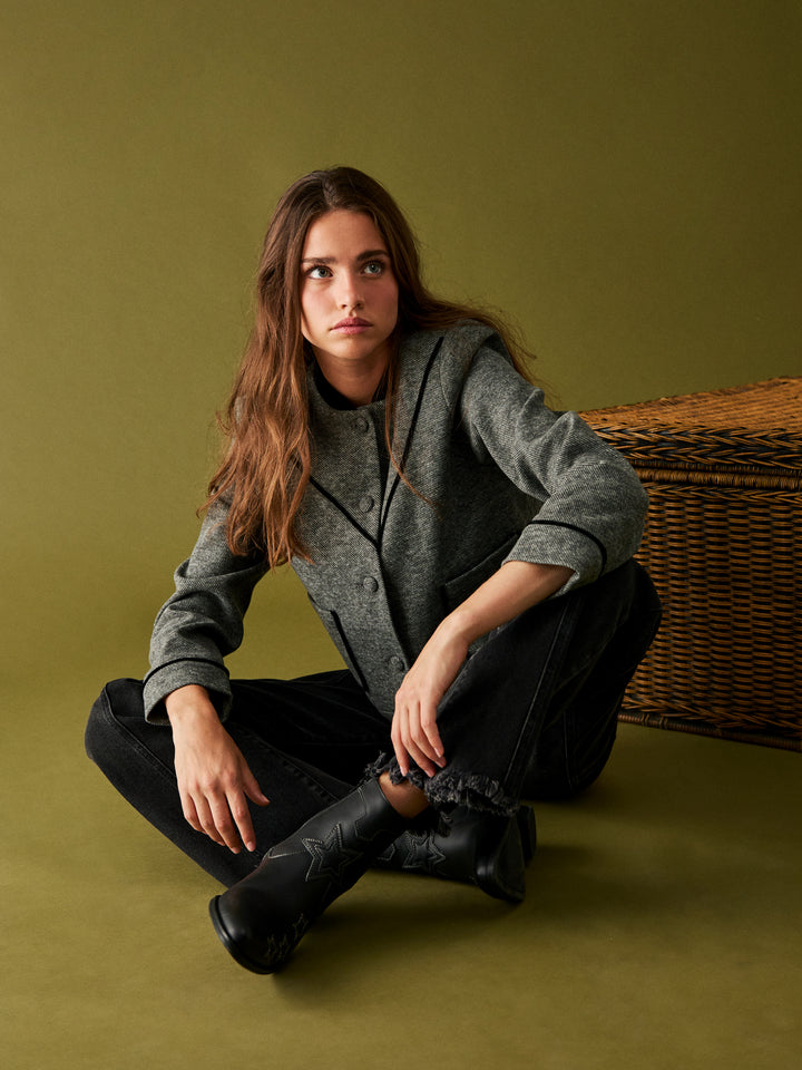 Contrast Herringbone Jacket