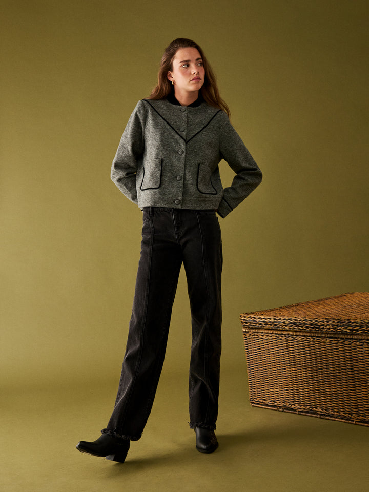 Contrast Herringbone Jacket