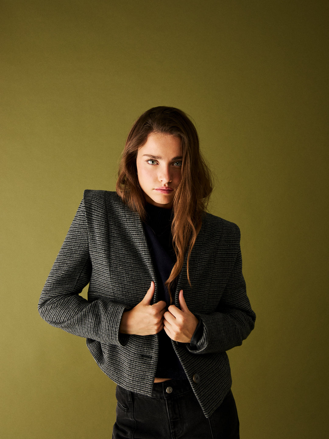 HOUNDSTOOTH SHOULDER JACKET