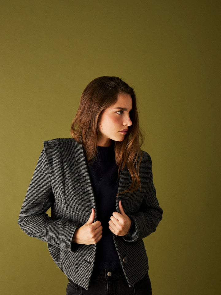 HOUNDSTOOTH SHOULDER JACKET