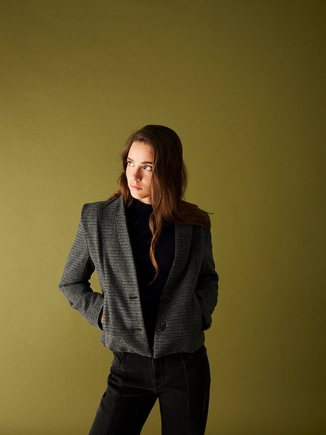 HOUNDSTOOTH SHOULDER JACKET