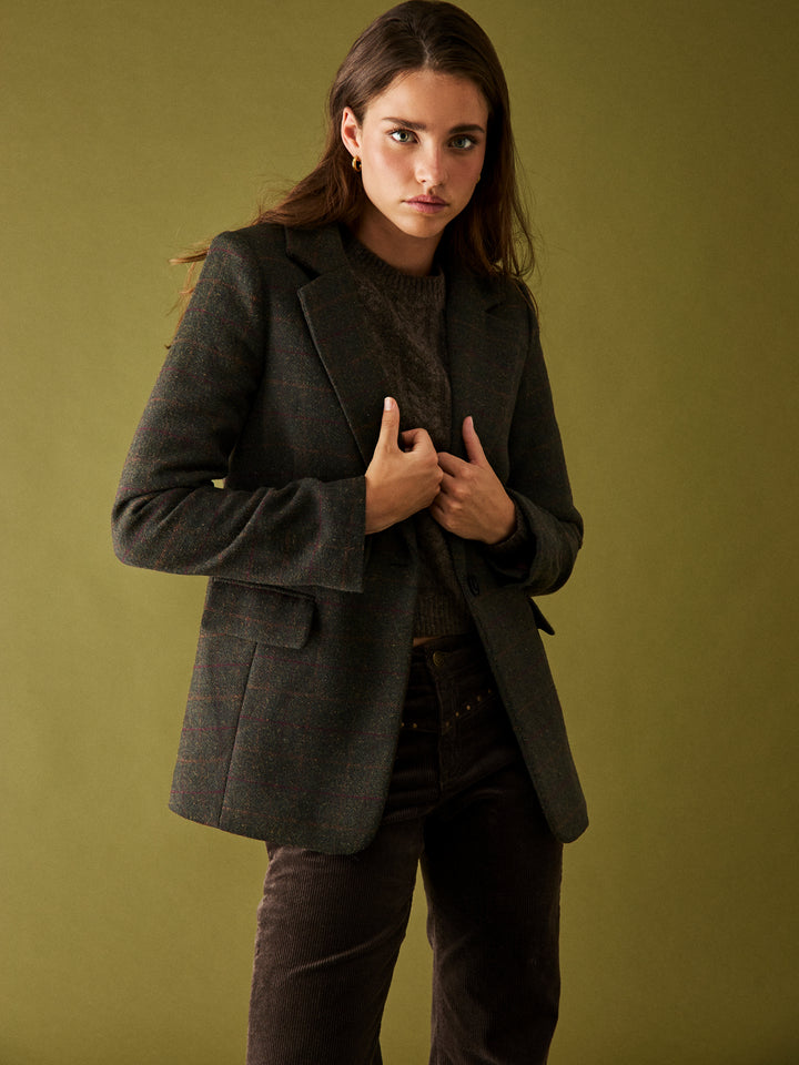 CHECKED BLAZER WITH WOOL