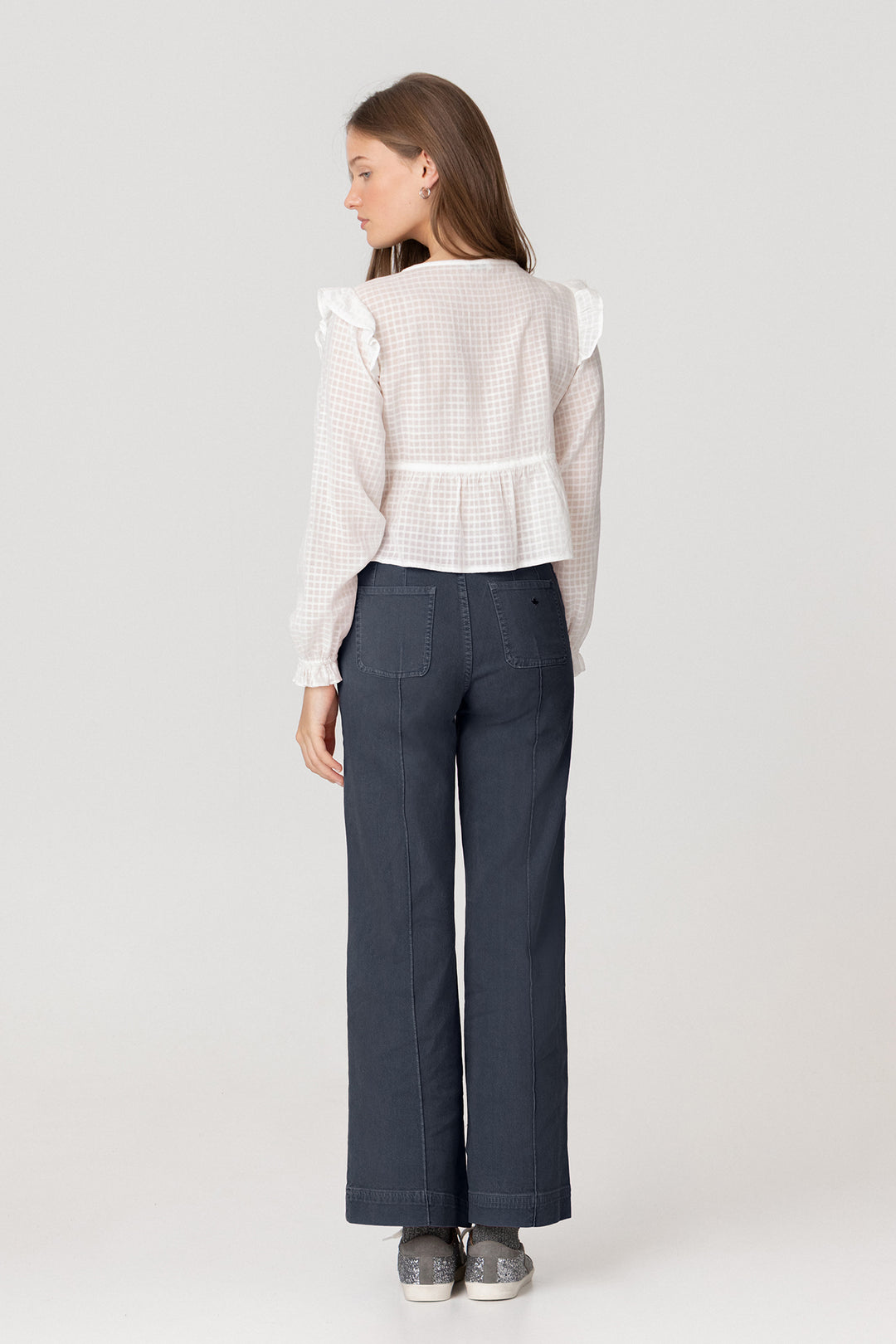 CALÇAS DE ganga CULOTTE BÁSICA COM COSTURAS