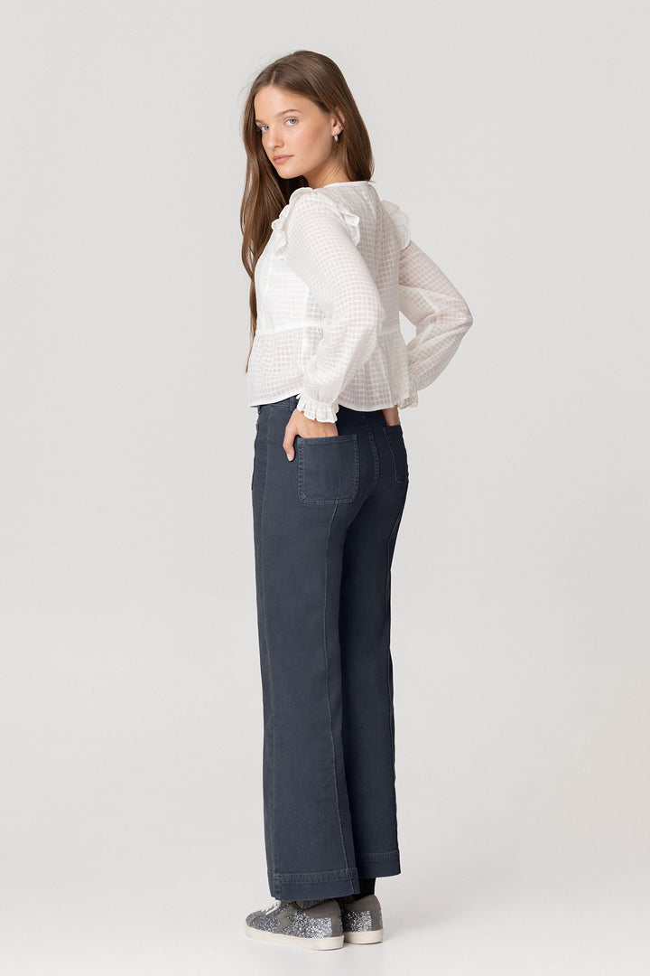 CALÇAS DE ganga CULOTTE BÁSICA COM COSTURAS