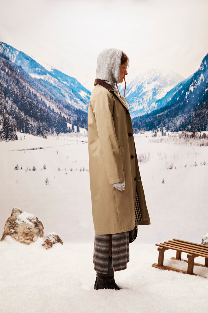 LONG CORDUROY COLLAR TRENCH COAT