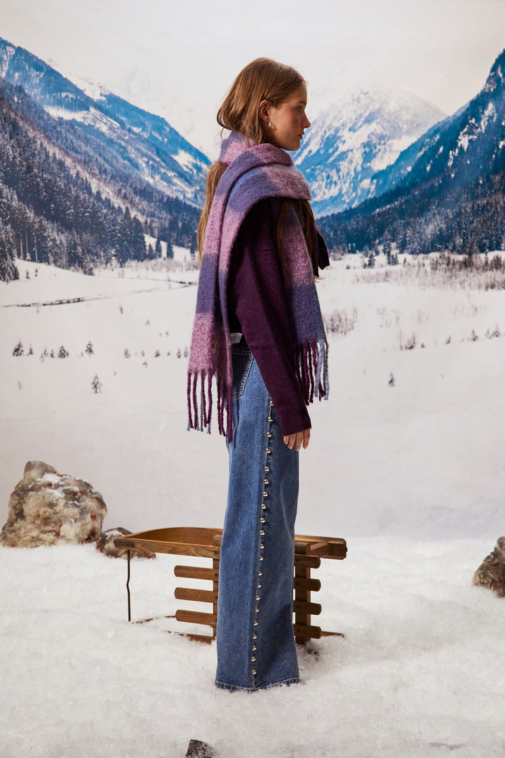 STUDDED MAXI DENIM JEANS