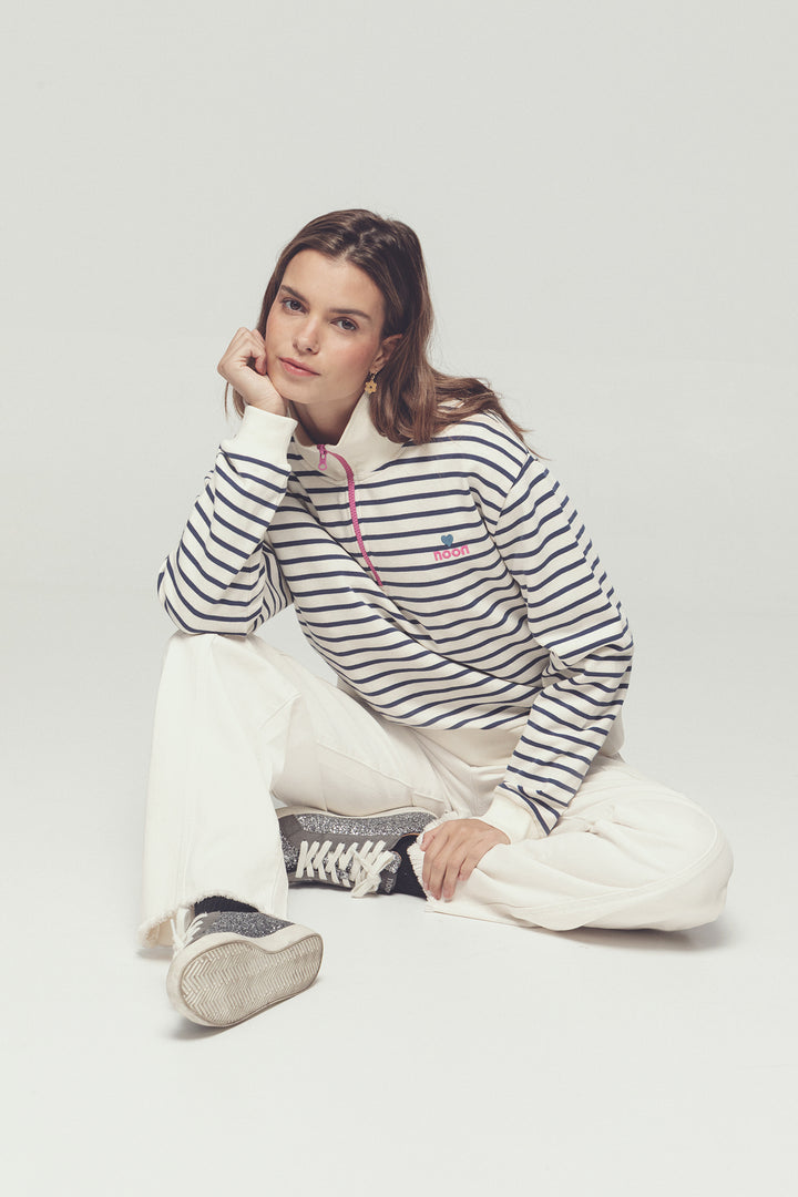 STRIPED ZIP-UP SWEATSHIRT