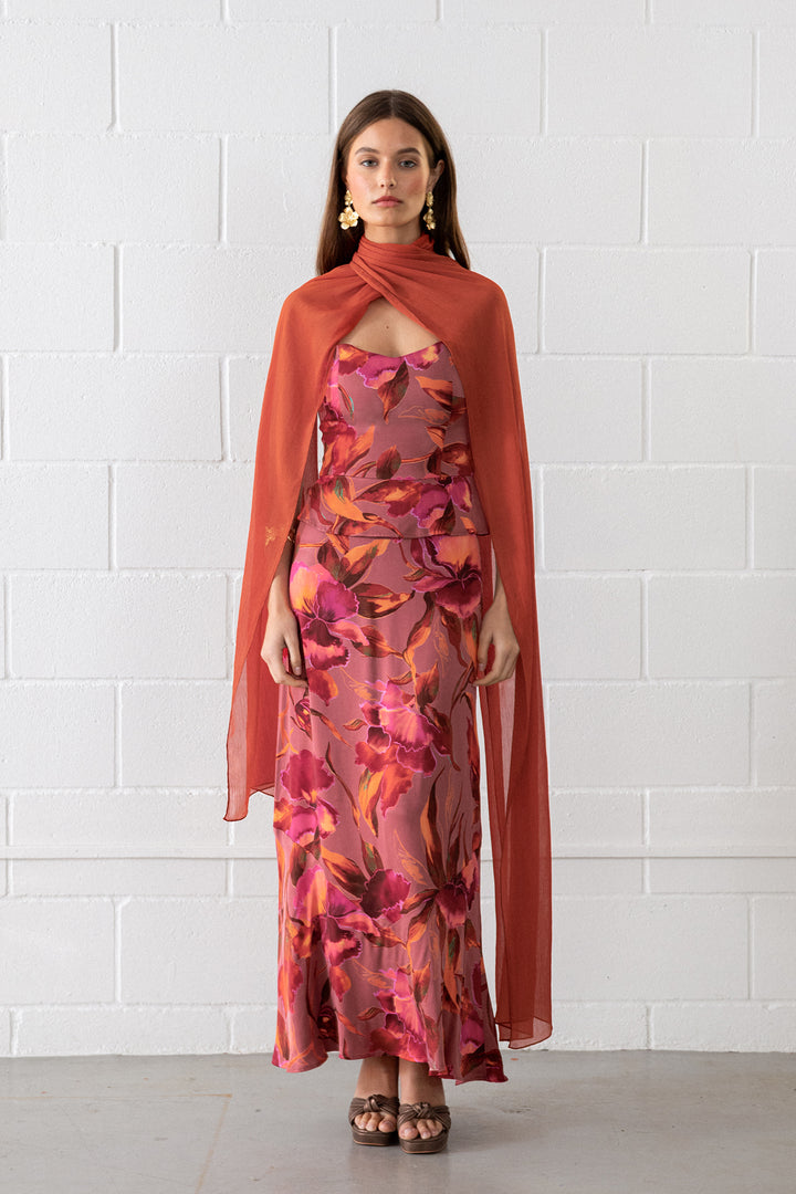 REGINA RUFFLED MIDI SKIRT