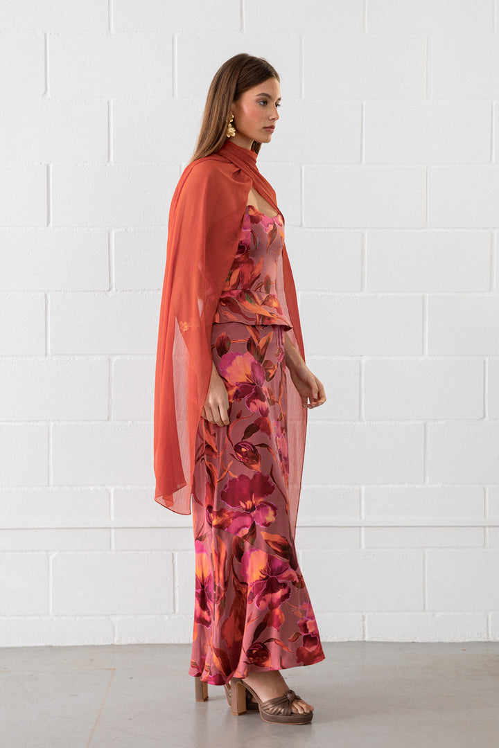 REGINA RUFFLED MIDI SKIRT