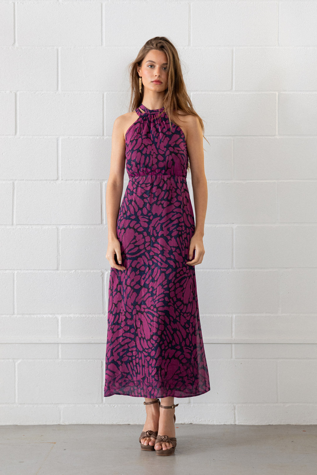 VICTORIA HALTER MIDI DRESS