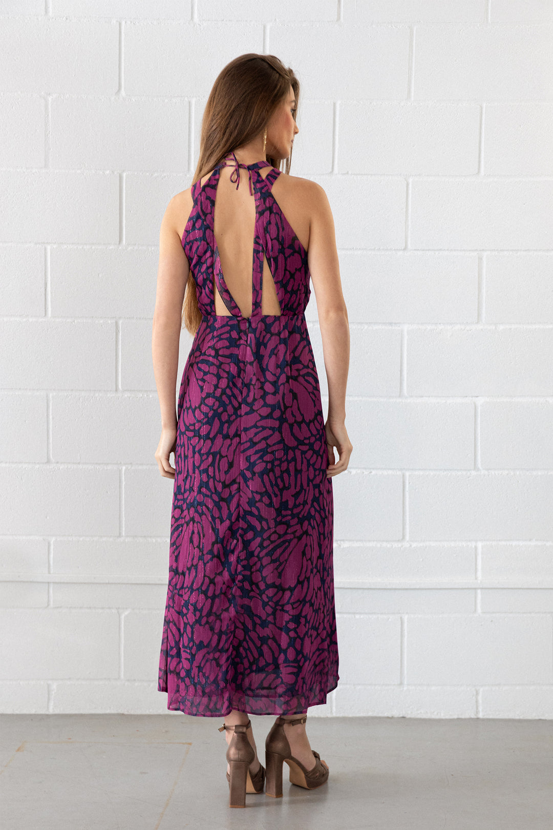 VICTORIA HALTER MIDI DRESS