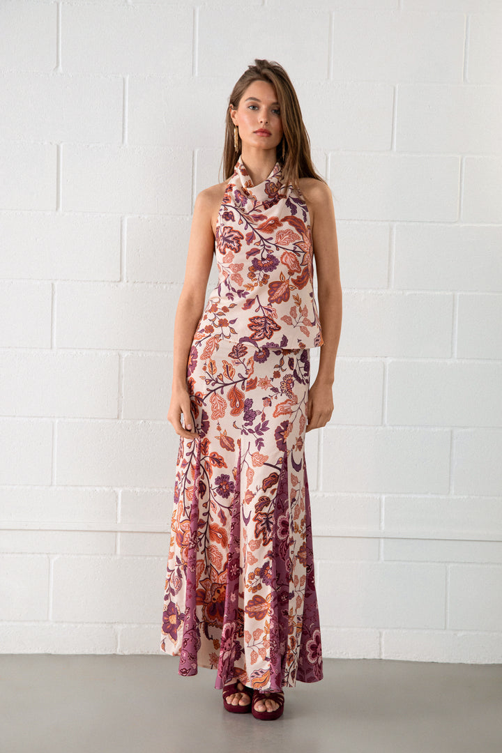 FALDA MIDI CONTRASTE ASIMETRICO CLARA