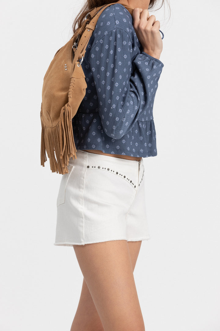STUDDED YOKE SHORTS