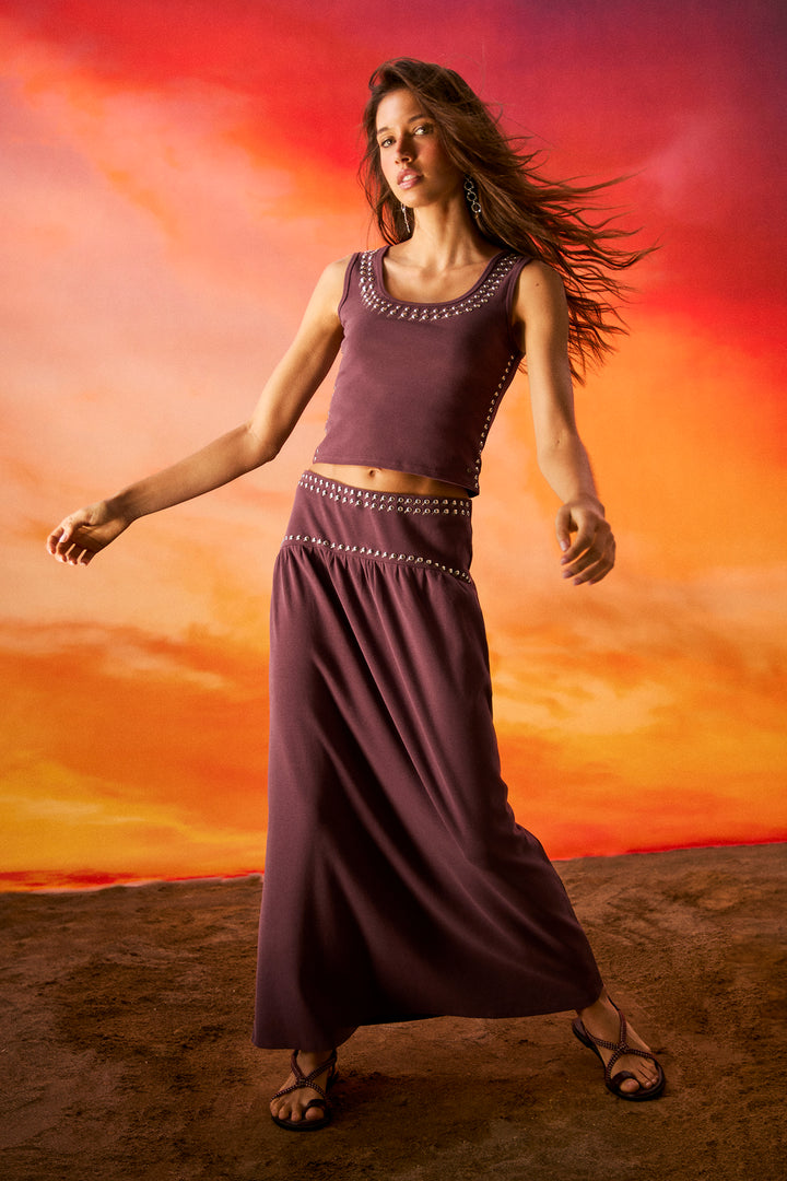 MIDI COTTON SKIRT WITH STUDS