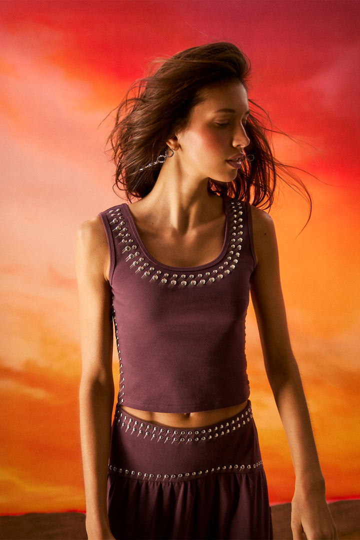 STUDDED COTTON TOP