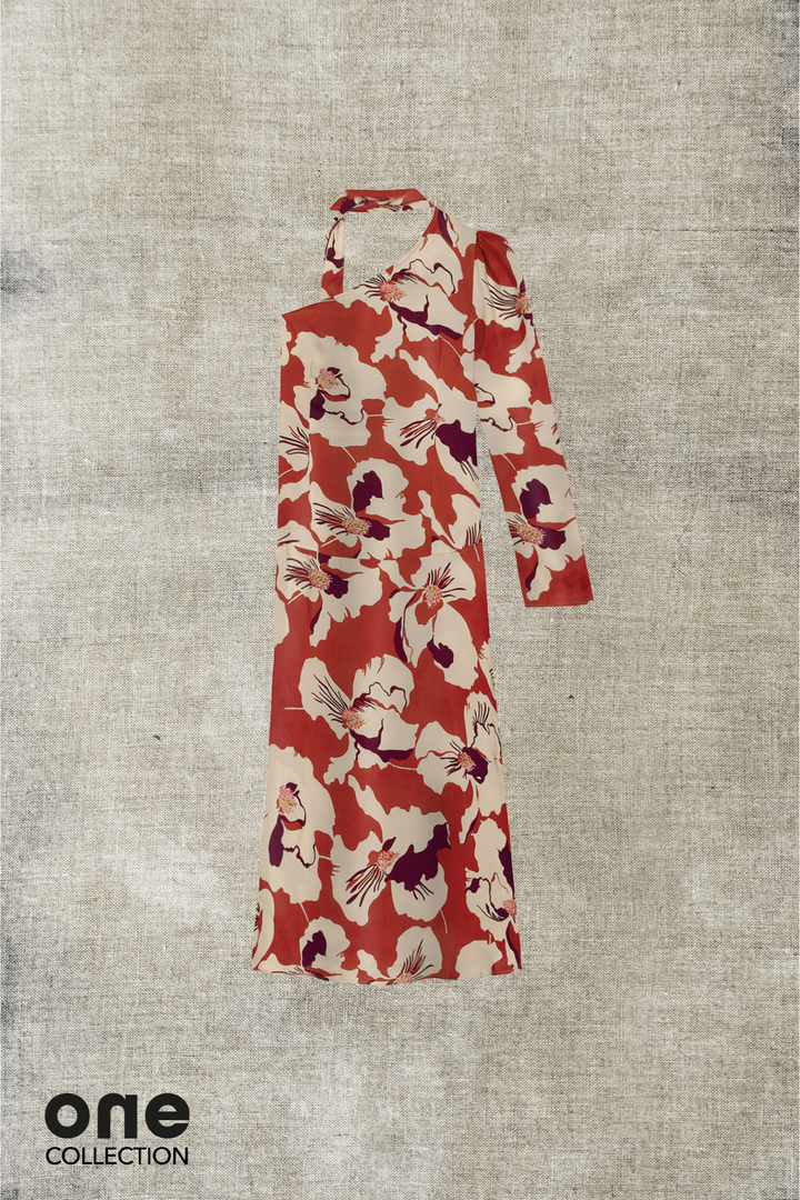 VESTIDO MIDI ASIMETRICO ARIEL