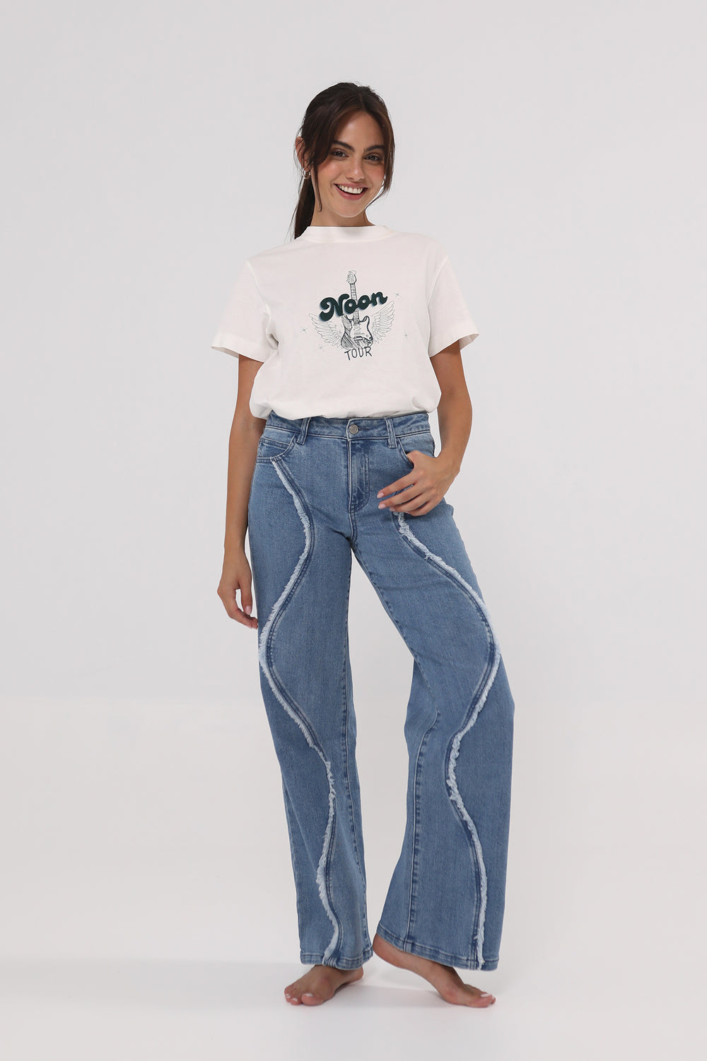 JEANS DENIM WAVE COM FRANJAS