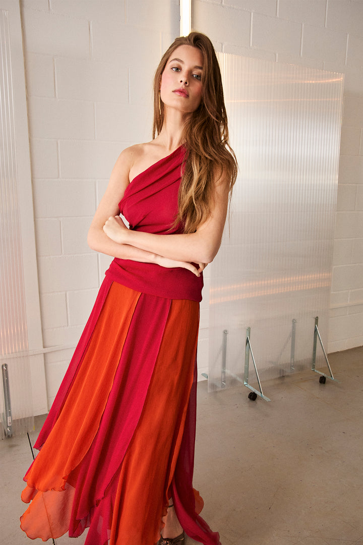 CARLA CONTRAST MIDI SKIRT