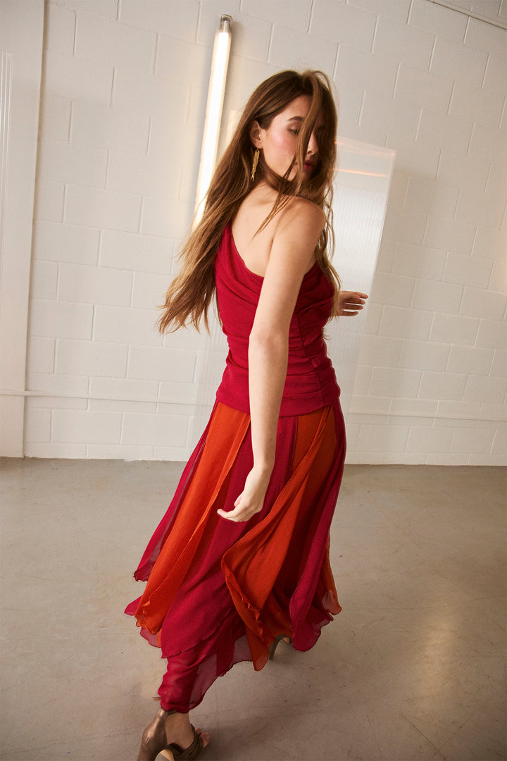 CARLA CONTRAST MIDI SKIRT