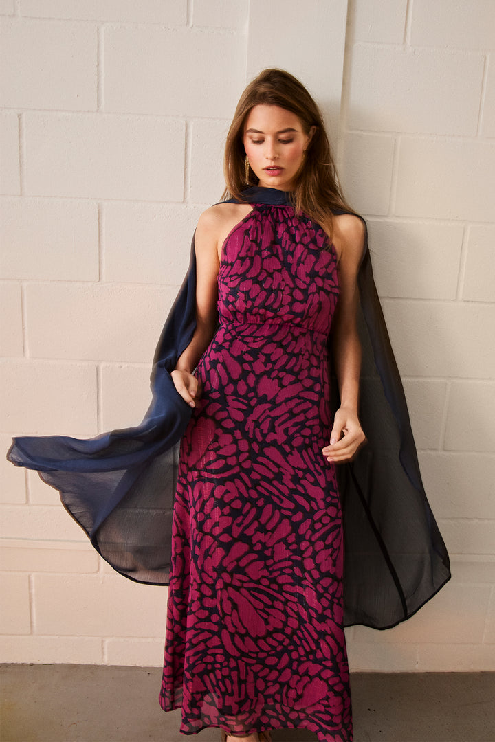 VICTORIA HALTER MIDI DRESS