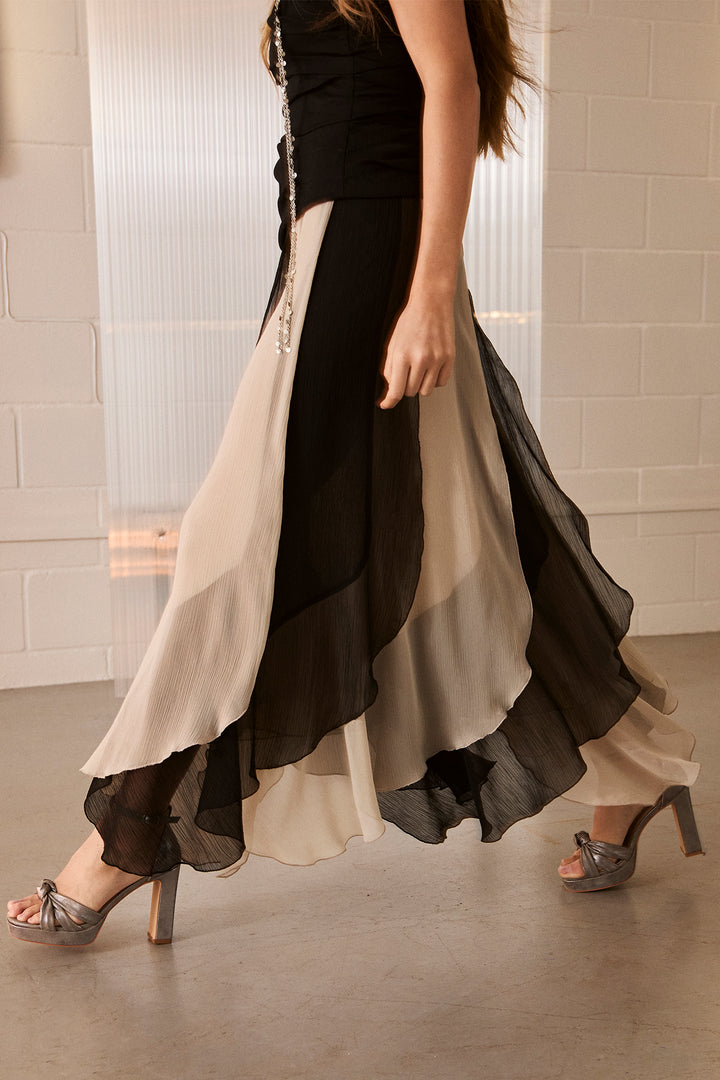 CARLA CONTRAST MIDI SKIRT