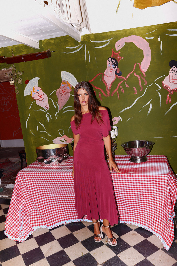 VESTIDO MIDI PUNTO ASIMETRICO NIA