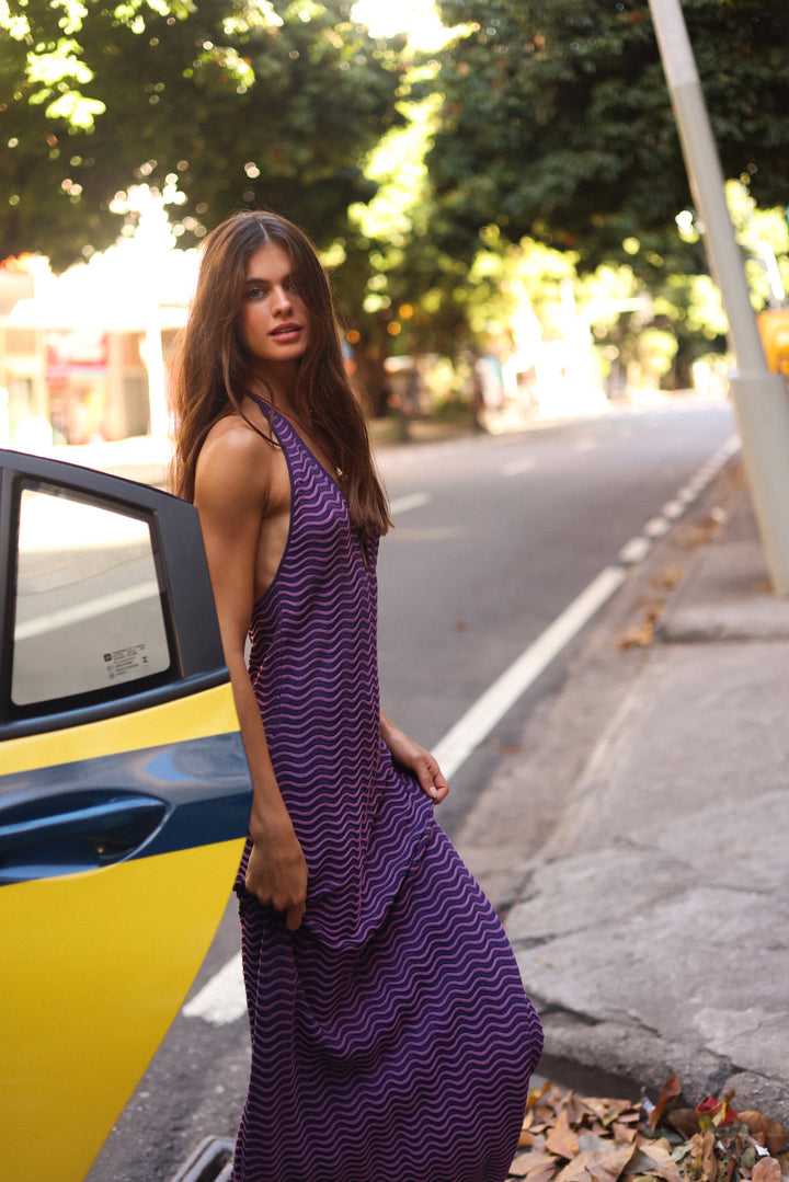 KNITTED HALTER MIDI DRESS