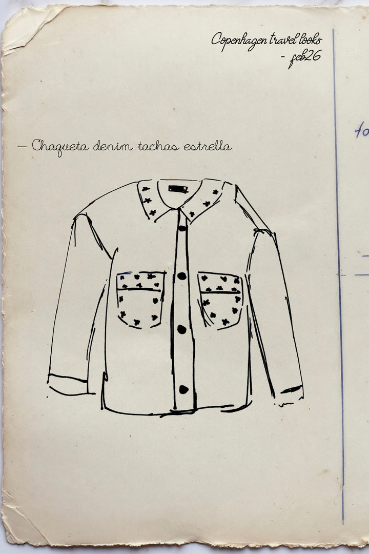 DENIM JACKET WITH STUDS AND STARS