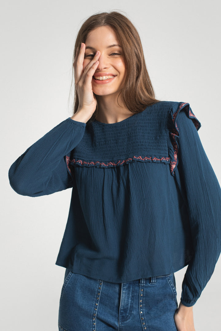 CORAL EMBROIDERED BLOUSE