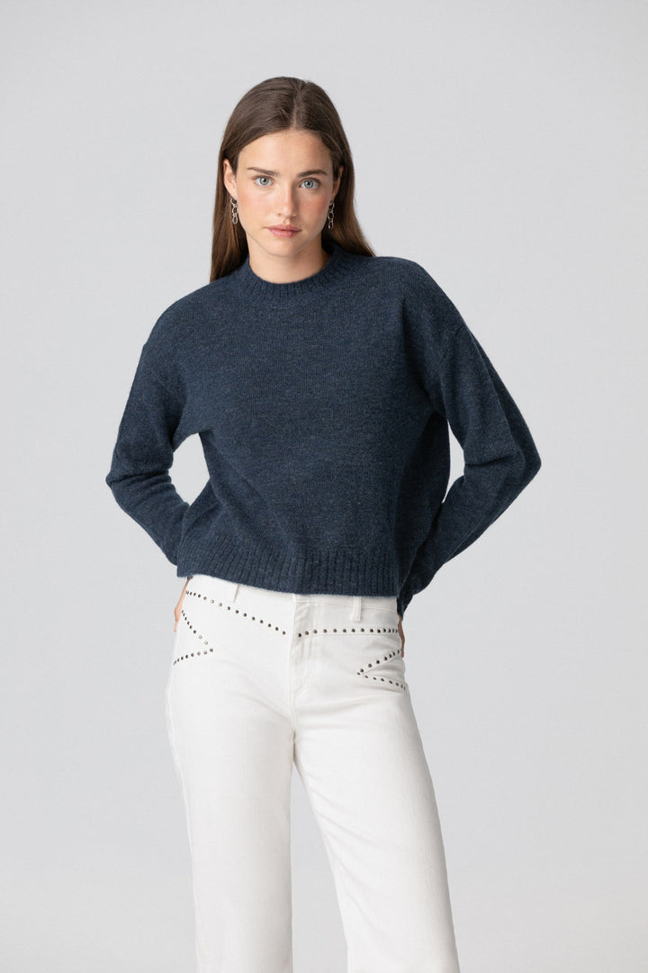 STRAIGHT LEG JEANS WITH STUDS AND YOKE