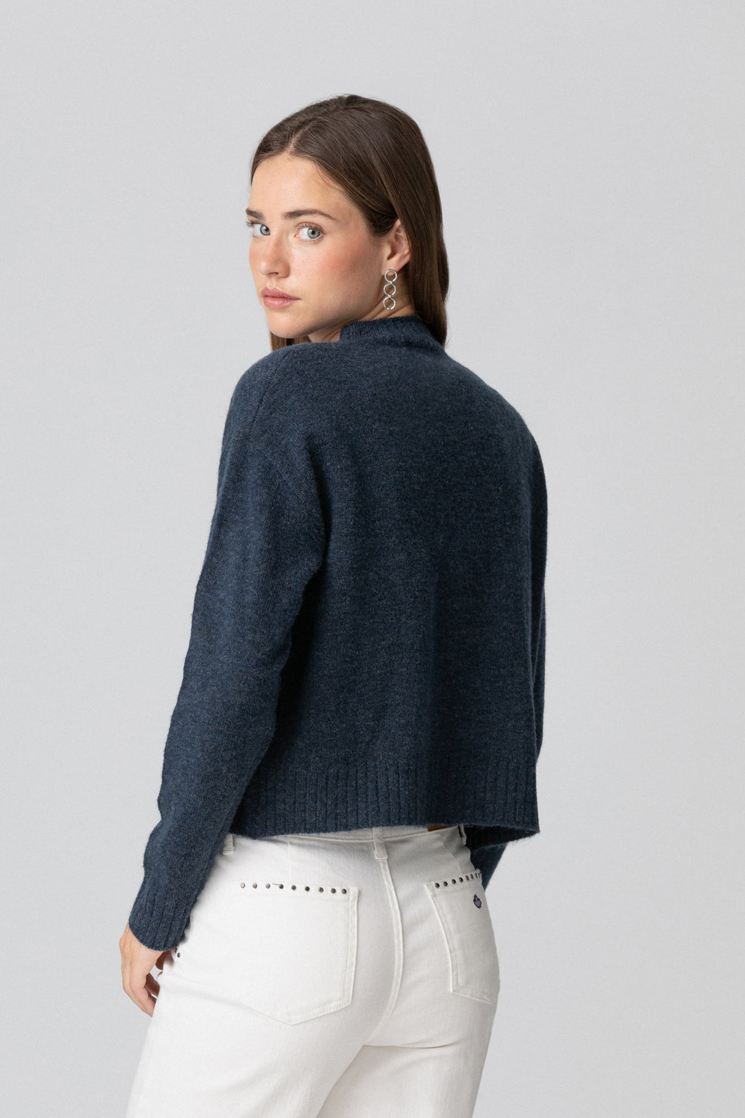 STRAIGHT LEG JEANS WITH STUDS AND YOKE