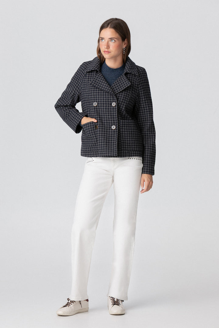 STRAIGHT LEG JEANS WITH STUDS AND YOKE