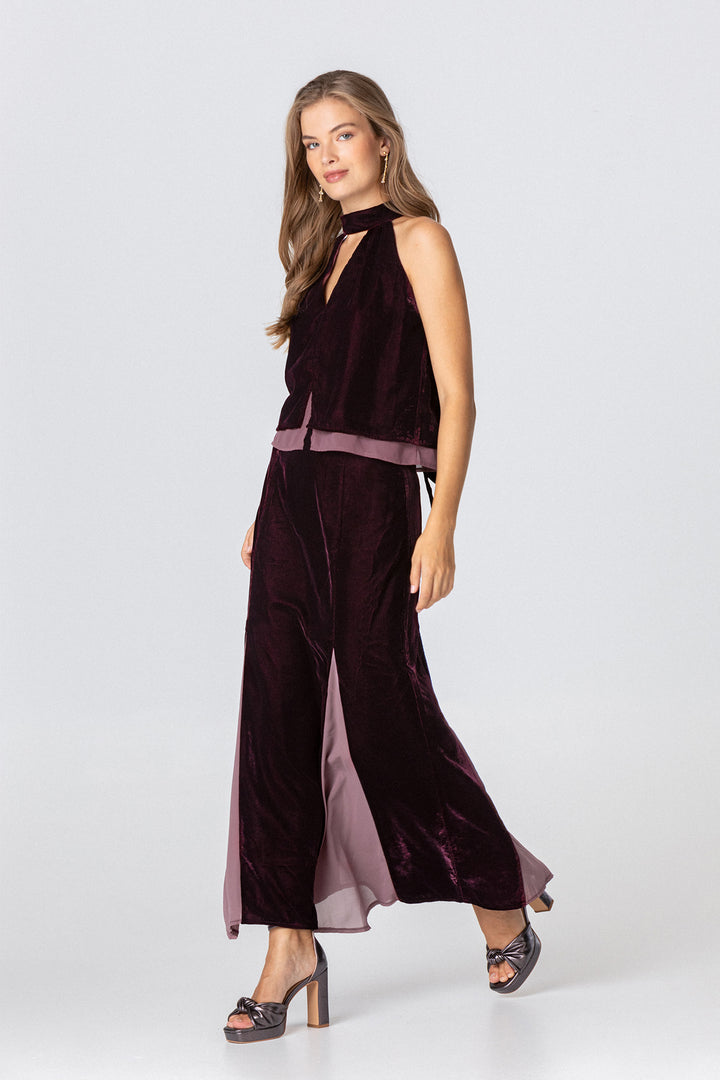 FALDA MIDI GODETS TERCIOPELO CONTRASTE