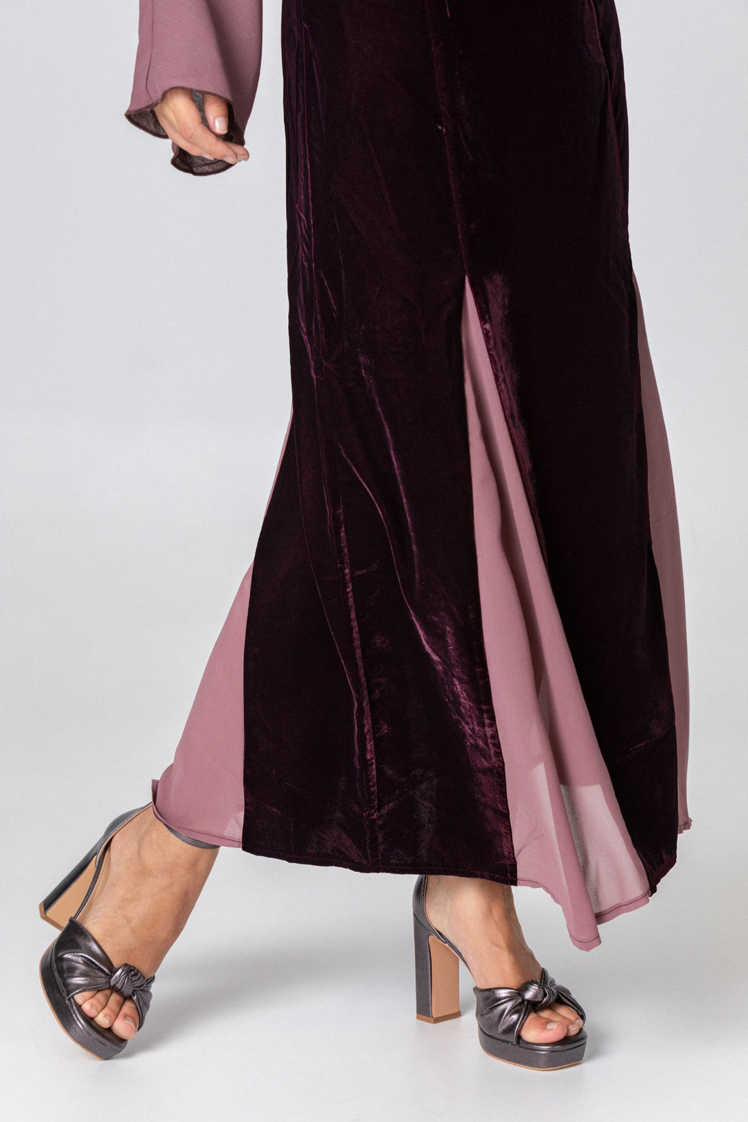 FALDA MIDI GODETS TERCIOPELO CONTRASTE