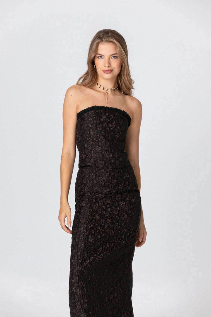 FALDA MIDI RECTA FLORES