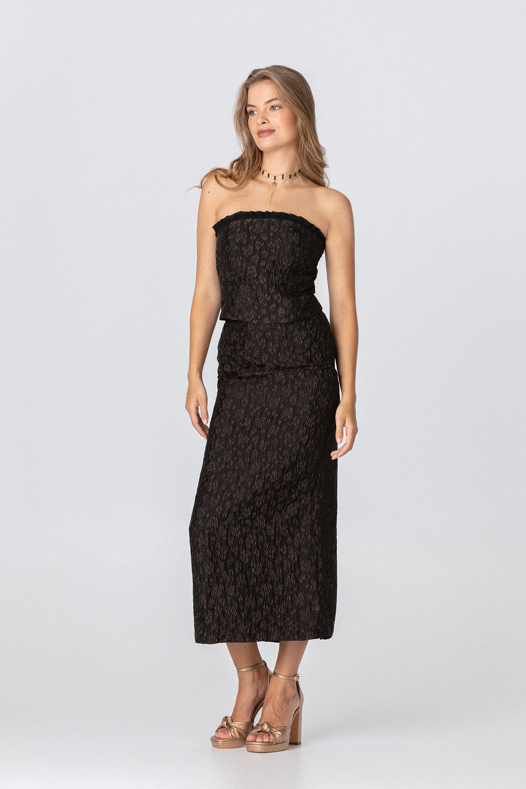 FALDA MIDI RECTA FLORES