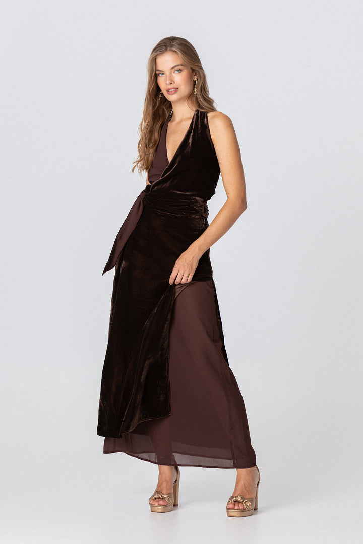 FALDA MIDI TERCIOPELO CONTRASTE