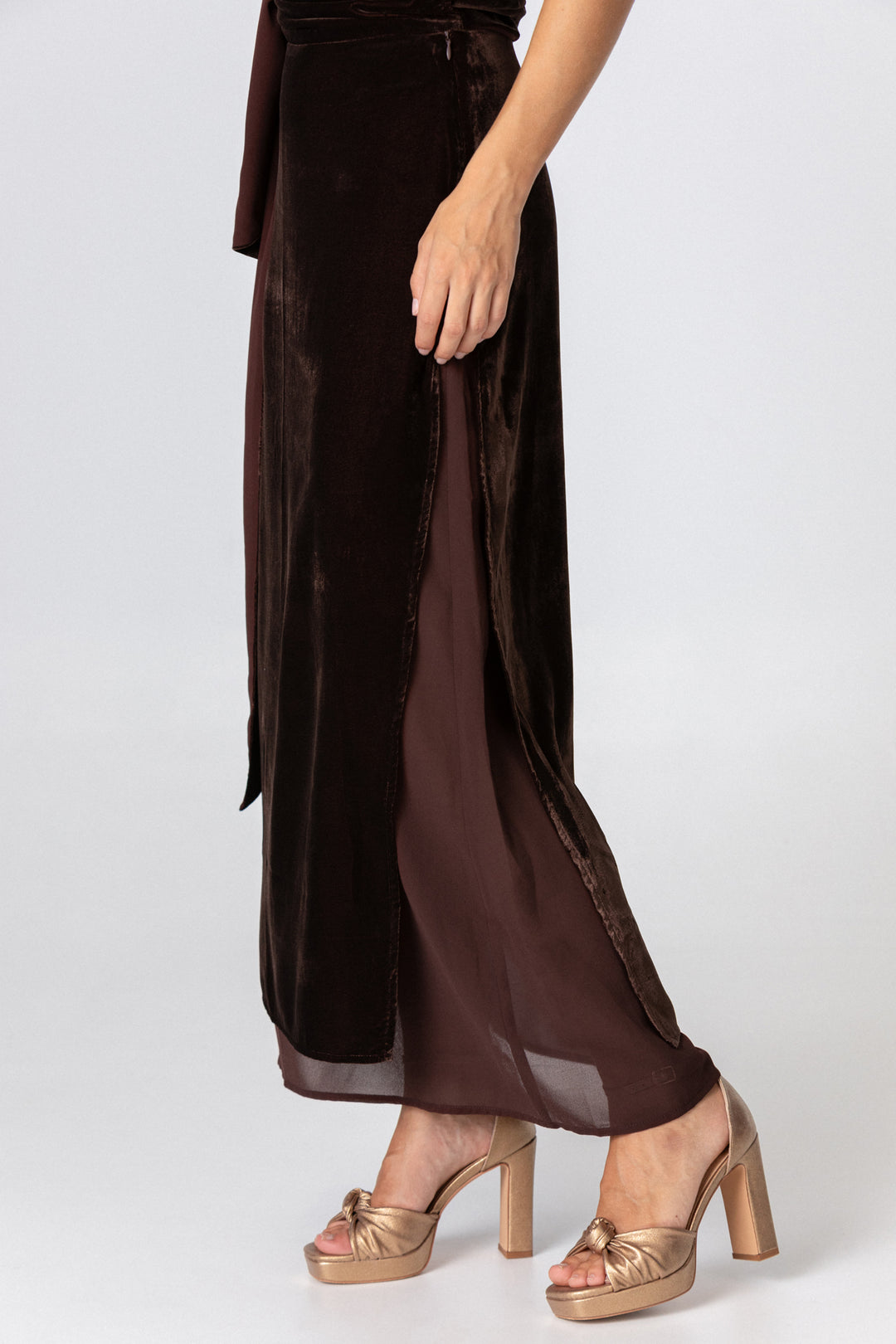 FALDA MIDI TERCIOPELO CONTRASTE