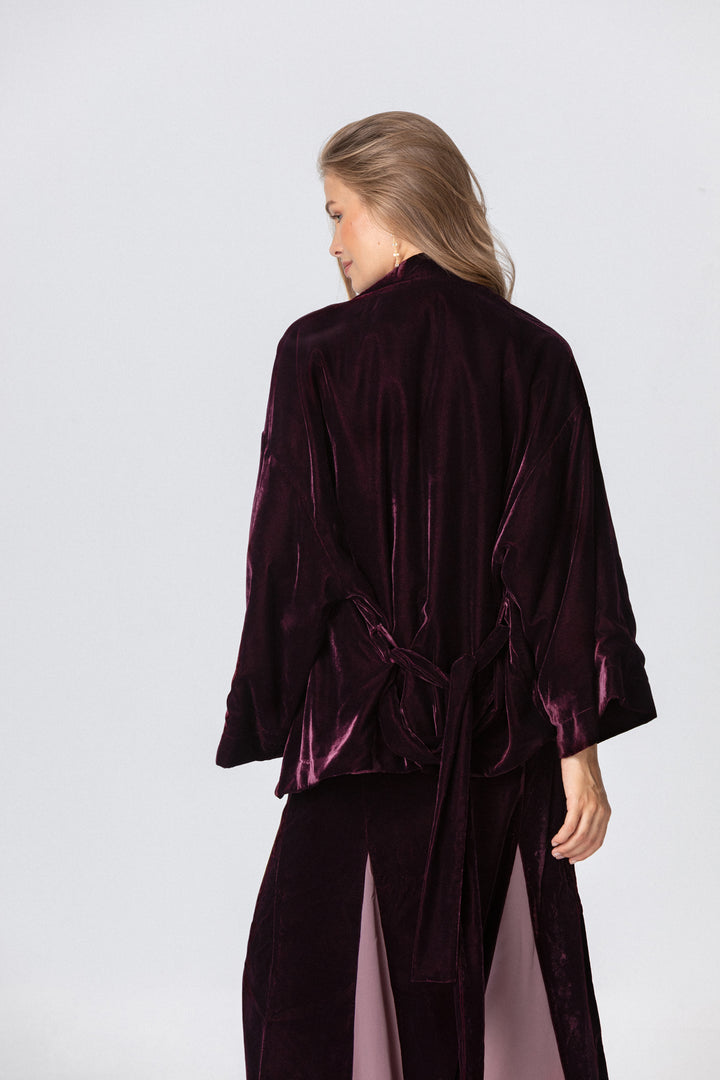 SHORT VELVET KIMONO