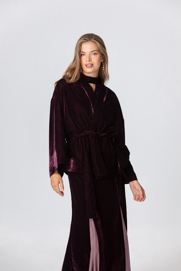 SHORT VELVET KIMONO