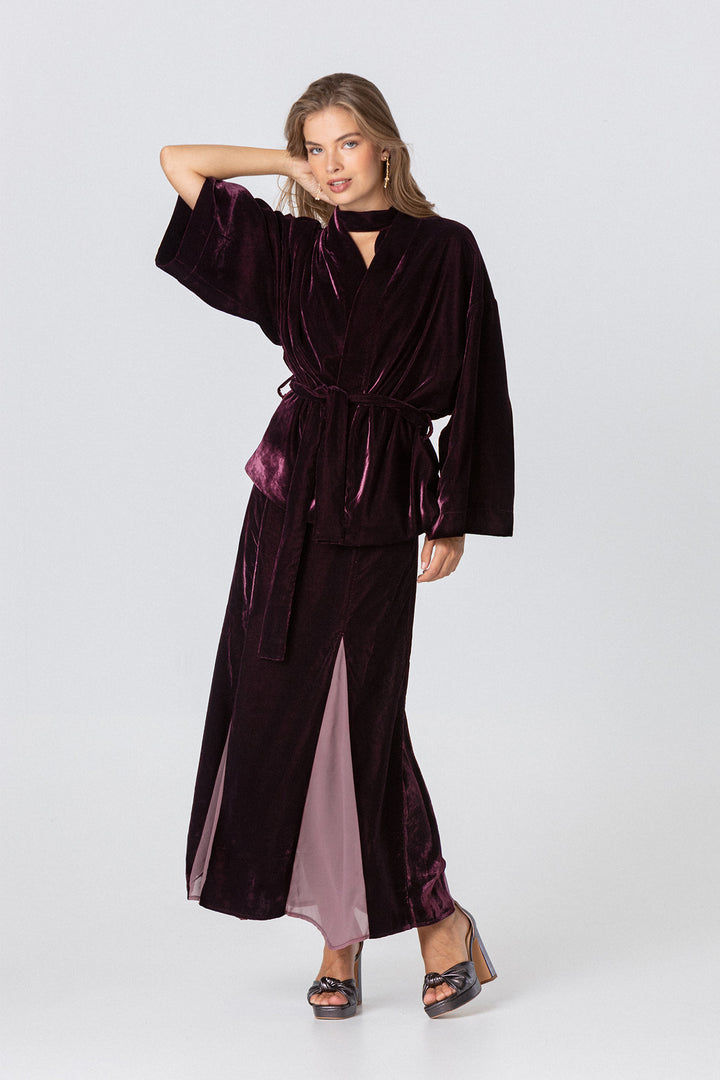 SHORT VELVET KIMONO