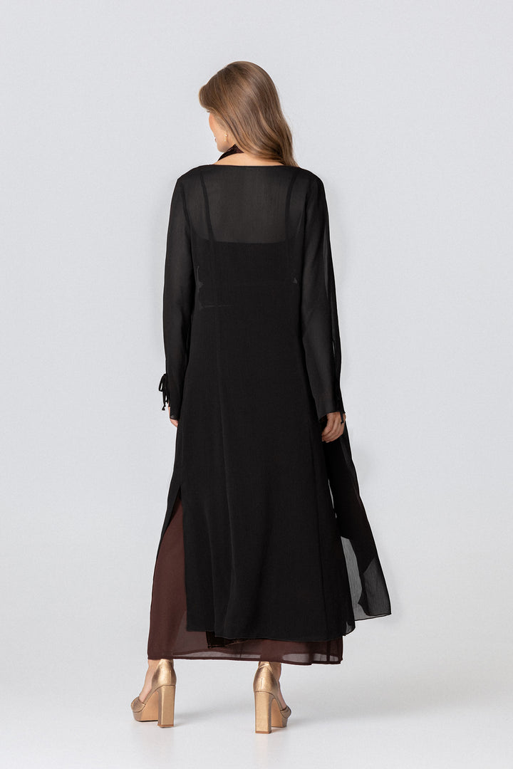 Long chiffon kimono with bows