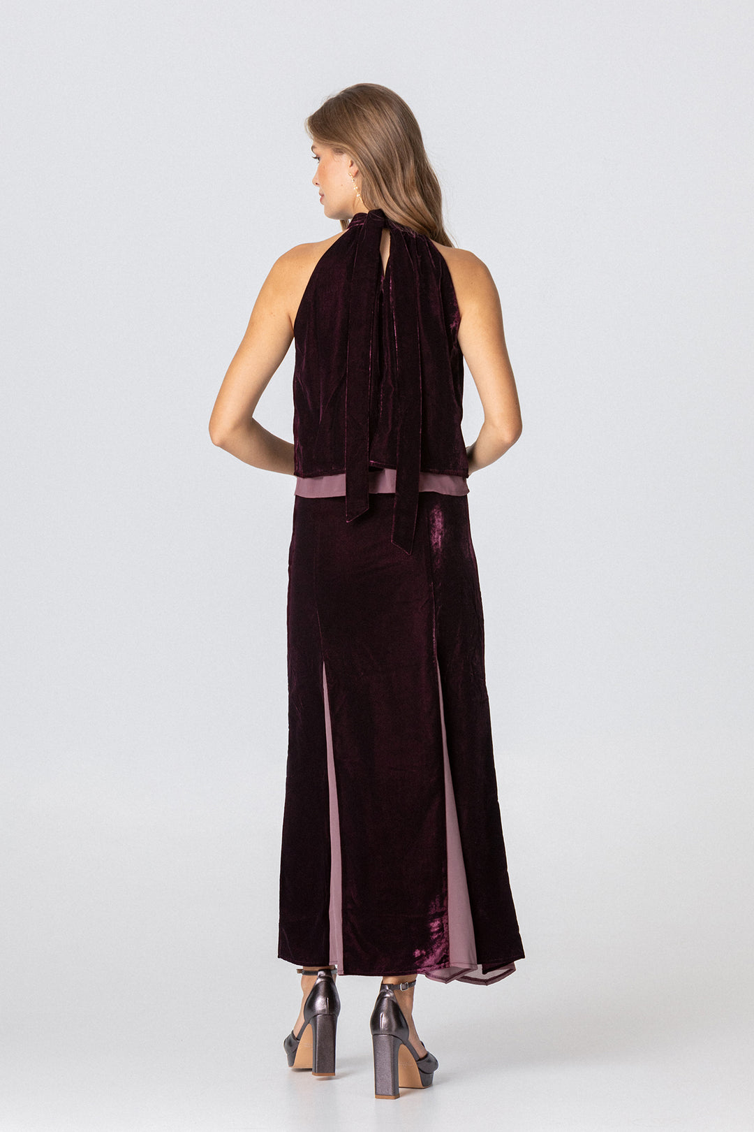 TOP HALTER TERCIOPELO CONTRASTE