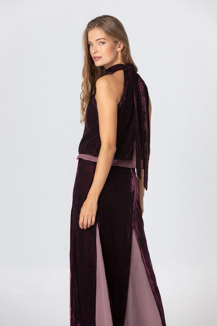 TOP HALTER TERCIOPELO CONTRASTE